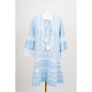 Jill Embroidered Dress Light Blue Lace Detail Size S